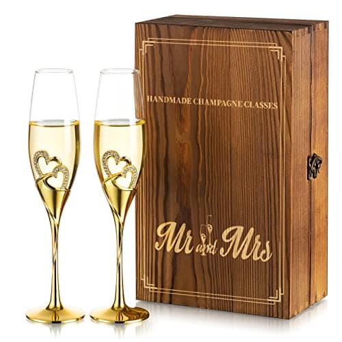 Nuptio Heartlink Gold Champagne Flutes Set