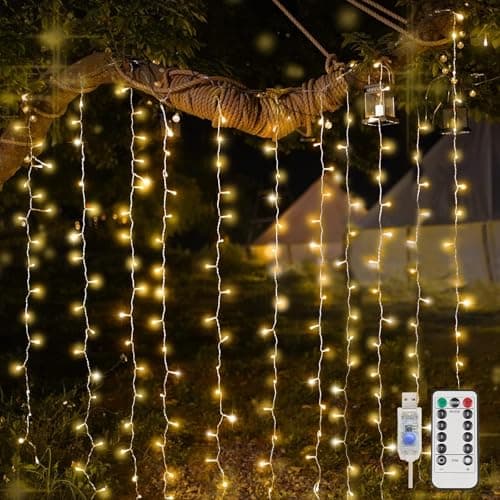 Suddus 200 LED Warm White Curtain Lights