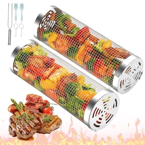 Zormy 2pcs Rolling Grill Baskets