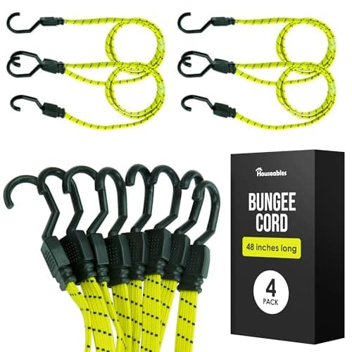 Houseables BC4-YL-48IN Bungee Cords 4-Pack