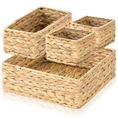 Funnymoom 4-Piece Woven Water Hyacinth Basket Set