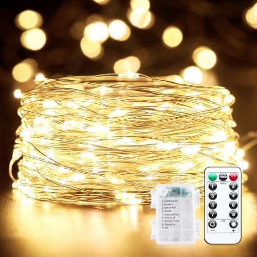 Minetom 33Ft Warm White Fairy Lights with Remote