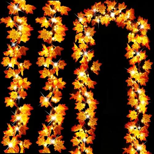 Turnmeon 3-Pack 30Ft 60 LED Maple Leaf Lights