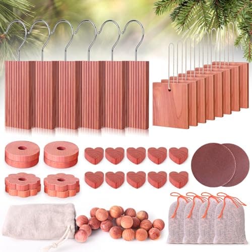 Woodever 56 Pcs Cedar Blocks Moth Protection Set