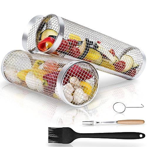 Modaura 2PCS Rolling Grill Baskets Set