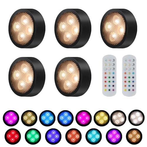 Mioblue 5-Pack Color Changing LED Puck Lights 5Packs-B