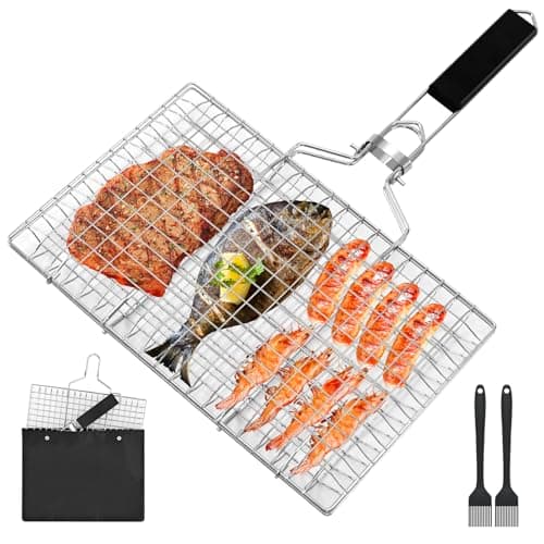 Ribber Folding Fish Grill Basket Set
