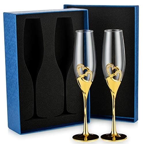 Sziqiqi Deluxe Rhinestone Wedding Flutes