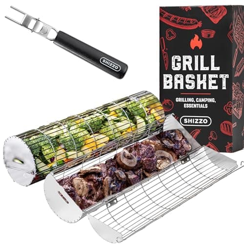 Shizzo Rolling Grill Basket Set of 2