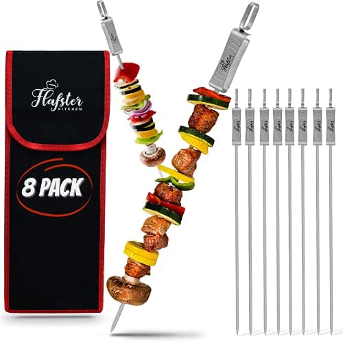 Flafster Kitchen 16' Flat BBQ Skewers Set