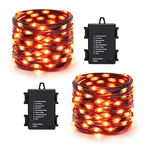 Brizled Orange Halloween Lights 2-Pack 50 LED