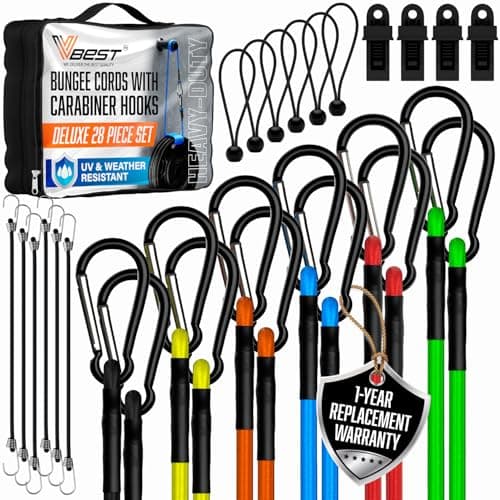 Vbest Heavy Duty Carabiner Bungee Cords 28-Pack