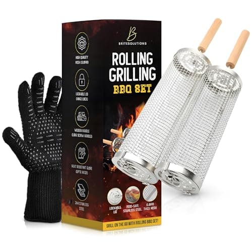 Britesolutions 2-Piece Lockable Rolling Grill Basket Set