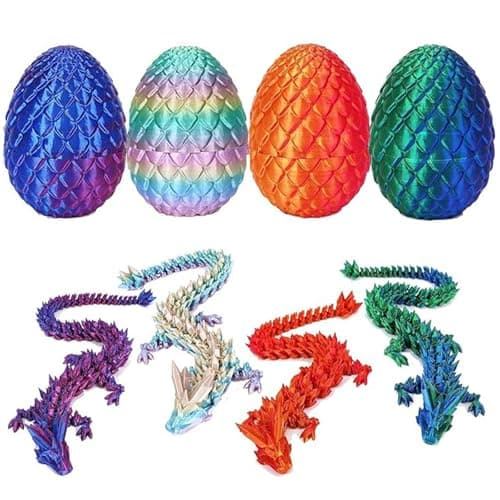 Kizcmvre 4PCS 3D Printed Articulated Dragon Egg Set