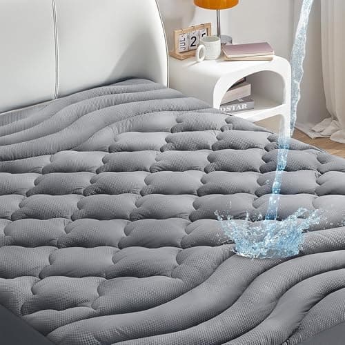 Sonive Waterproof Queen Mattress Pad Grey