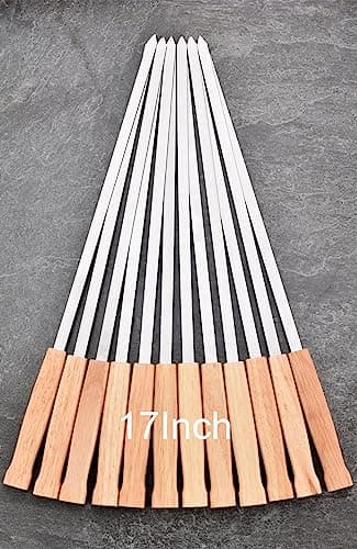 HONSHEN 17-Inch Flat BBQ Skewers - 12-Piece Set