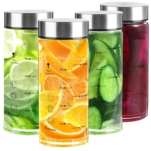 Poweco 4-Pack Glass Juice Bottles 12 oz