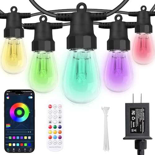 CAWWS 50FT RGBW Outdoor String Lights