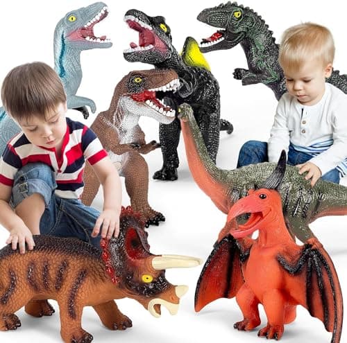 Kissdream 7 Piece Jumbo Dinosaur Toys Set