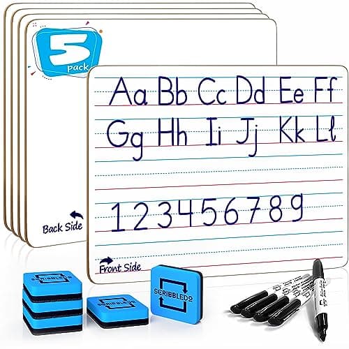 Scribbledo 912-TRM-1 Double-Sided Whiteboards 5-Pack