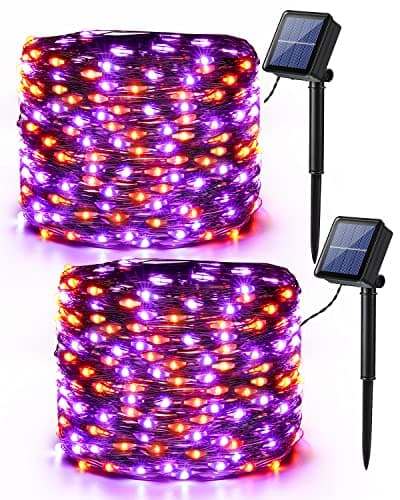 Brizled 78FT Orange Purple Solar Halloween String Lights
