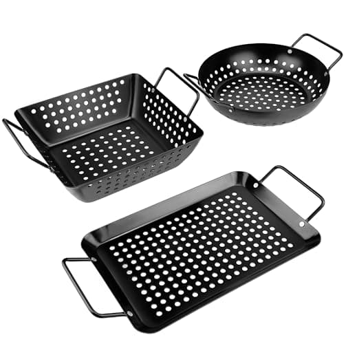 Qetumst 3-Piece Non-Stick Grill Basket Set