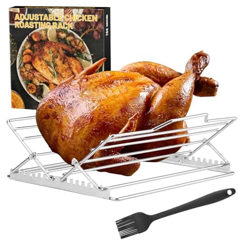 AGIgear BL1008 Adjustable Chicken Roasting Rack Silver
