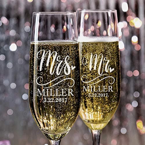 Personalization Lab PLABCHAMPAGNE-5 Mr. & Mrs. Champagne Glasses Set
