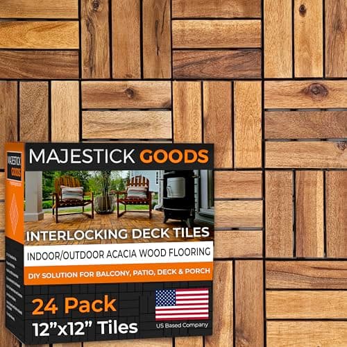 Majestick Goods Acacia Wood Interlocking Deck Tiles 24-Pack