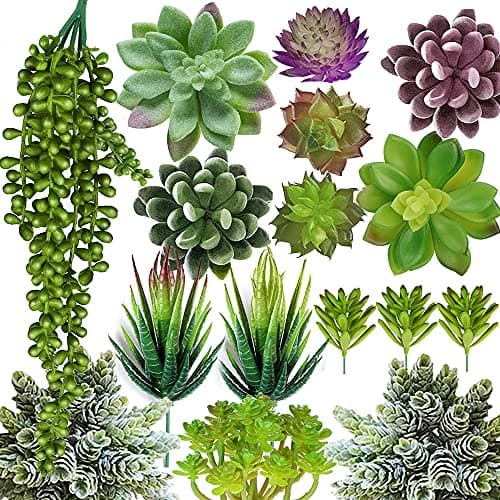 Anoak 16 Pcs Artificial Succulent Plants Set