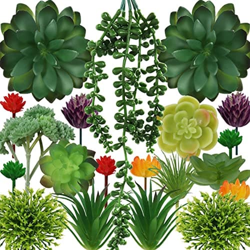 PietyPet 20pcs Colorful Artificial Succulents
