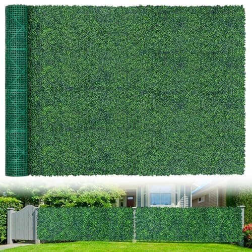 Grooy 72 Sq.Ft. Artificial Boxwood Roll with Flowers