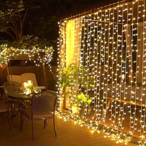 JMEXSUSS 300 LED Curtain Lights Warm White