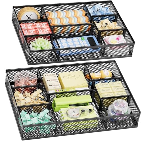 Marbrasse 2-Pack Black Mesh Drawer Organizer