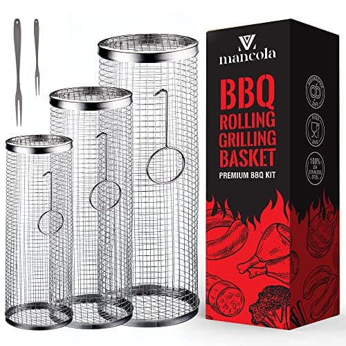 Mancola BBQ Rolling Grilling Basket Kit