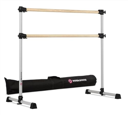 VITA Barre Prodigy Portable Double Ballet Barre 4ft Silver