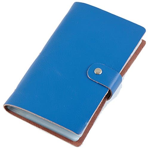 Boshiho Blue Leather Business Card Holder 90 Count