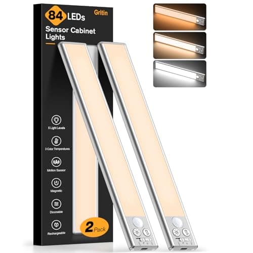Gritin 10.2-Inch 84 LED Under Cabinet Lights 2-Pack