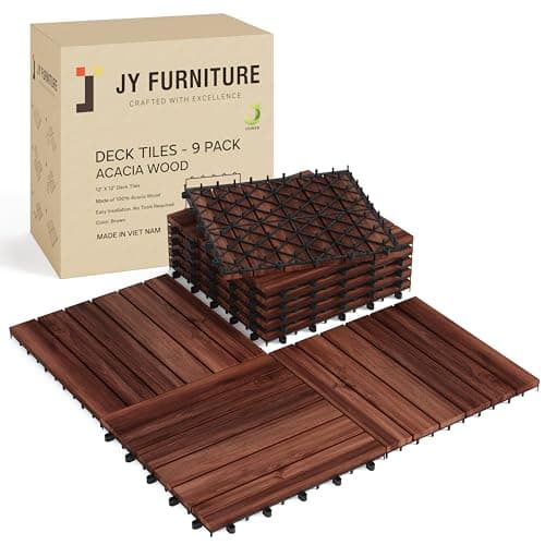 J Clover BT-06 9-Piece Acacia Deck Tiles Brown