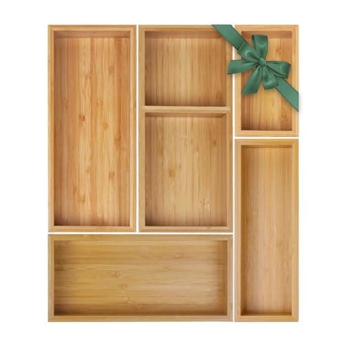 Maplegrace Bamboo Drawer Organizer Set 5 PCS