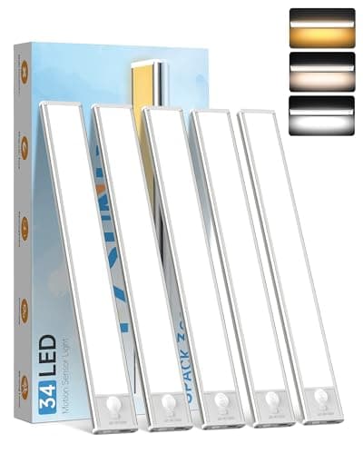 PZSUNLY 34 LED Rechargeable Under Cabinet Light 5-Pack