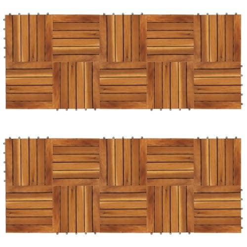 vidaXL Patroon 2 Acacia Wood Deck Tiles - 20 Piece Set