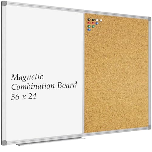 Porcelain Magnetic Whiteboard and Natural Cork Combination Boards
