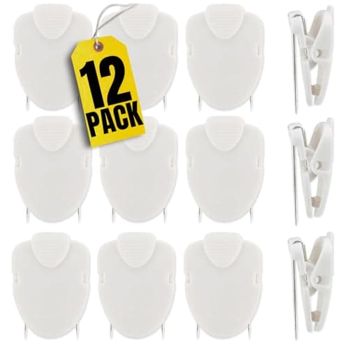 1InTheOffice 12 Pack White Fabric Clips