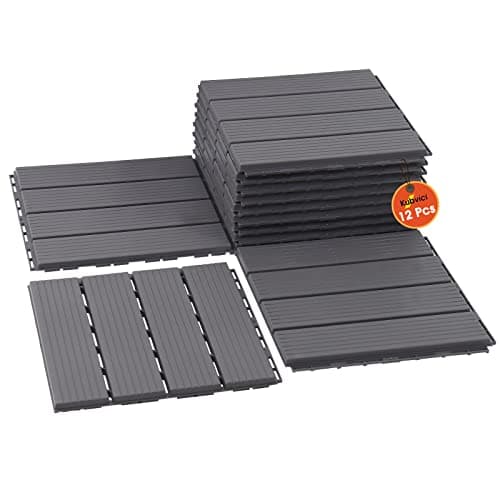 Kubvici 12P-WOODGRAY Gray Interlocking Deck Tiles