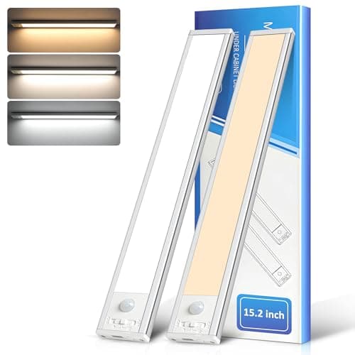 Ascher 15.2-Inch Rechargeable Motion Sensor Under Cabinet Lights 2-Pack