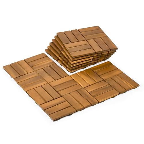 Upolana 9 PCS Acacia Wood Deck Tiles