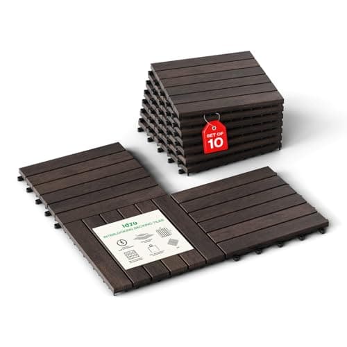 Idzo 10PCS Dark Brown Acacia Deck Tiles