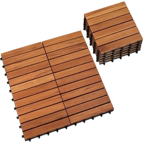 Rakyto 6 Slat Hardwood Deck Tiles - 10 Pack