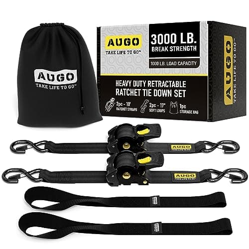 AUGO Heavy-Duty Retractable Ratchet Straps 2-Pack